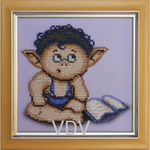 КВ Т-0104 "Ельф з книгою" (вишита картина бісером Preciosa (Чехія) 16х16 см