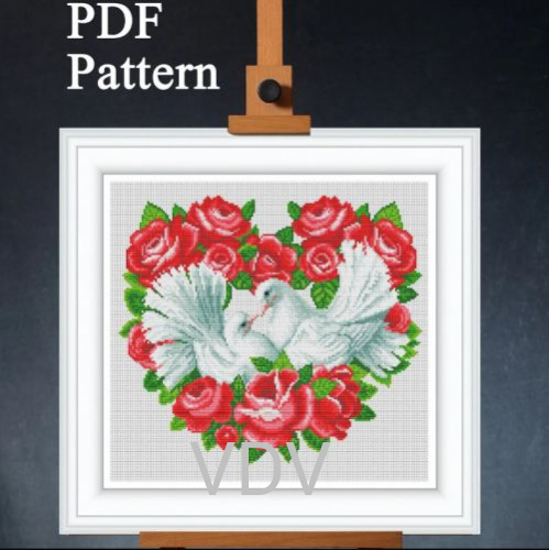Електронна схема М-0669 "Вічне кохання" (PDF-схема для вишивання муліне ДМС) 30х28 см