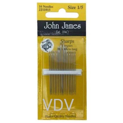 JJ11015 Голка швейна №1/5 (1 блістер х 16 голок) JohnJames (Англія)