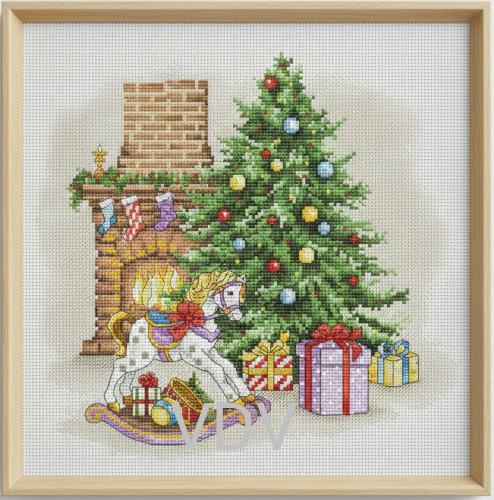 М-0321 "Напередодні Різдва" (набір для вишивання муліне ДМС + бісер Preciosa) 22х23 см