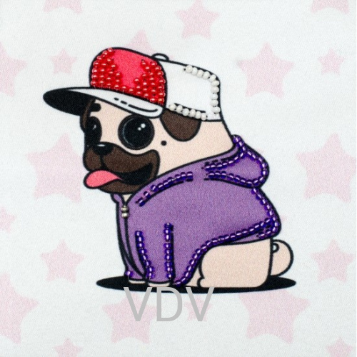 КВ Т-0938 "Мопс" (вишита картина бісером Preciosa (Чехія) 11х11 см