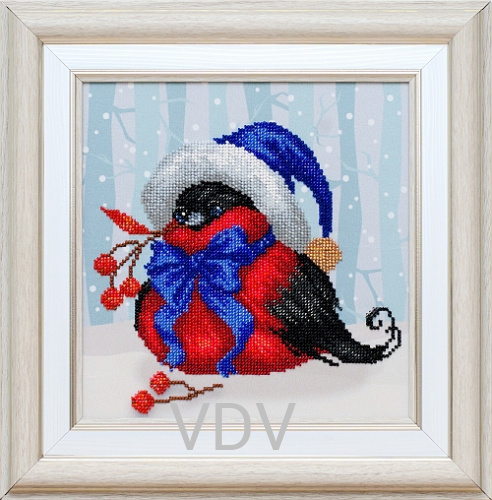 КВ ТН-0935 "Святкова пташка" (вишита картина бісером Preciosa (Чехія) 22х22 см