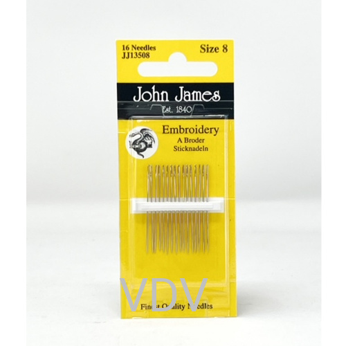 JJ13508 Голка вишивальна №8 (1 блістер х 16 голок) JohnJames (Англія)