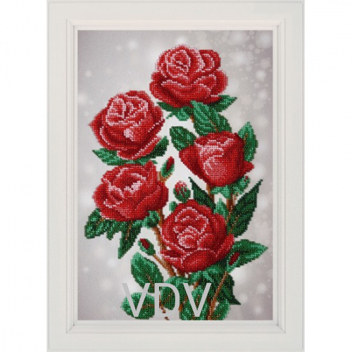 КВ Т-0835 "Червоні троянди" (вишита картина бісером Preciosa (Чехія) 22х31.5 см