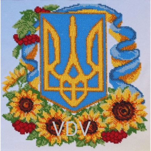КВ Т-0541 "Герб з квітами" (вишита картина бісером Preciosa (Чехія) 27х27 см