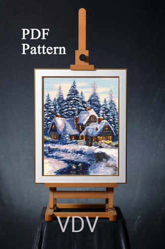 Електронна схема М-0266 "Зимова казка" (PDF-схема для вишивання муліне ДМС) 31x41 см
