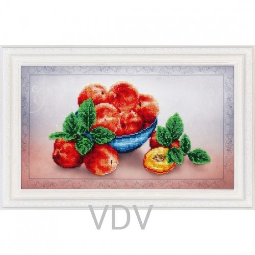 КВ Т-0869 "Персиковий блюз" (вишита картина бісером Preciosa (Чехія) 30.5х21 см
