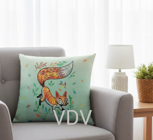 М-0767 Декоративна подушка Лисичка" (набір для вишивання декоративними швами) 40x40 см