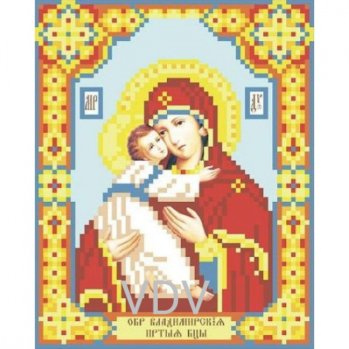 Т-0240 "Володимирська ікона Божої Матері" (схема для вишивання бісером) 12х15 см
