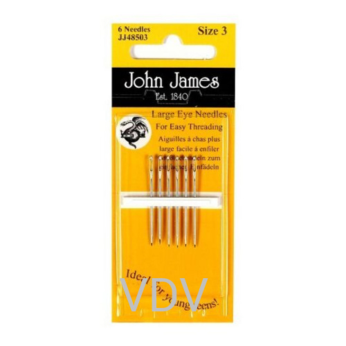 JJ48503 Голка для шиття з великим вушком №3 (1 блістер х 6 голок) JohnJames (Англія)