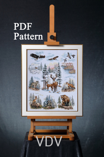 Електронна схема М-0336 "Лісовими стежками" (PDF-схема для вишивання муліне ДМС)) 30х37 см