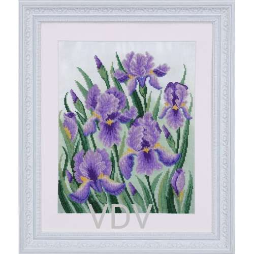 КВ Т-0342 "Фіолетові іриси" (вишита картина бісером Preciosa (Чехія) 28х35 см
