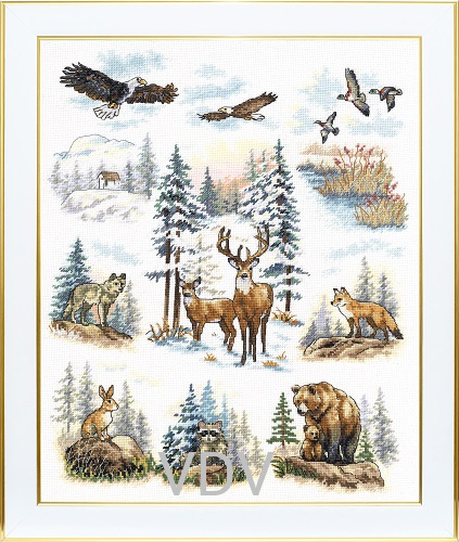 КВ М-0336 "Лісовими стежками" (вишита картина муліне ДМС) 30х37 см
