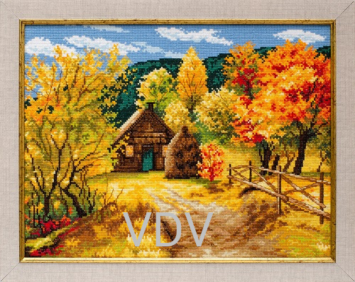 КВ М-0278 "Осінне золото гір" (вишита картина муліне ДМС) 35x26 см