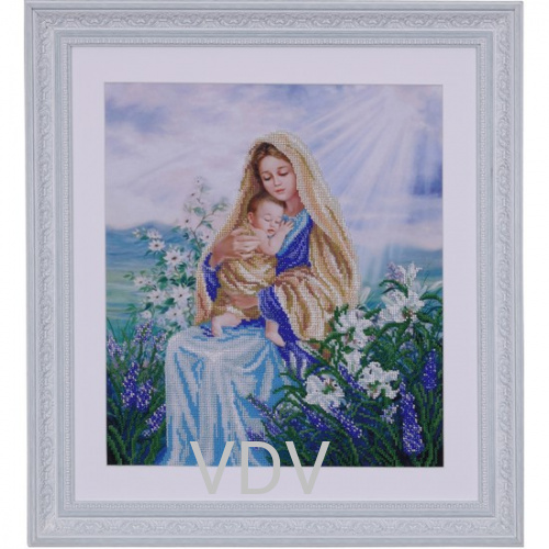 КВ Т-0539 "Мадонна з ліліями" (вишита картина бісером Preciosa (Чехія) 33x38 см