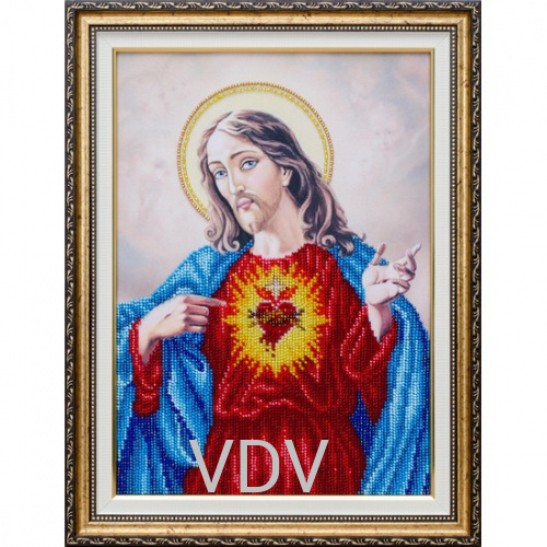 КВ Т-1098 "Священне серце Ісуса" (вишита картина бісером Preciosa (Чехія) 21х30 см