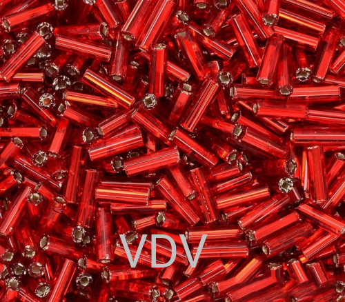 97070-27001-3''-351 Бісер Чехія (стеклярус кручений блискучий червоний) 50 г