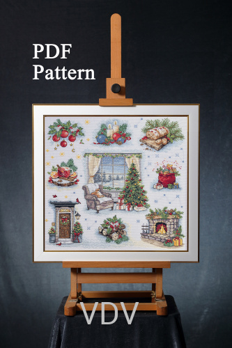 Електронна схема М-0385 "Магія Різдва" (PDF-схема для вишивання муліне ДМС) 38х38 см
