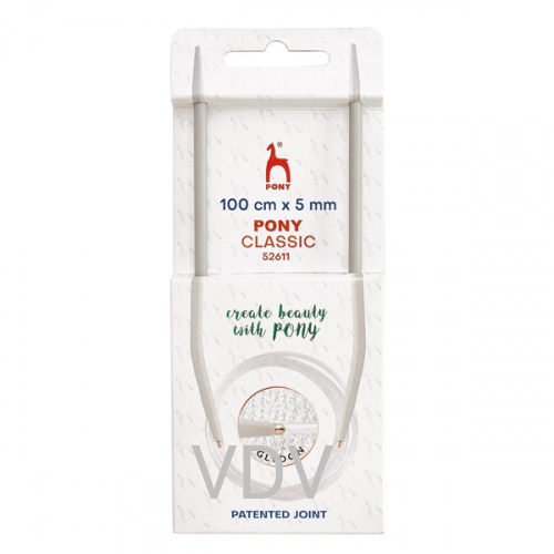 52611 Спиці Pony (Індія) 100 см-5 мм кругові алюмінієві (5 блістерів)