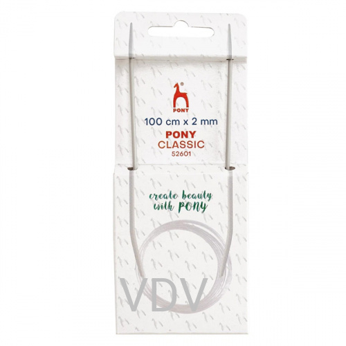 52601 Спиці Pony (Індія) 100 см-2 мм кругові алюмінієві (5 блістерів)
