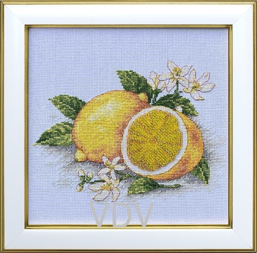 М-0309 "Лимон" (набір для вишивання муліне ДМС + бісер Preciosa) 20х20 см