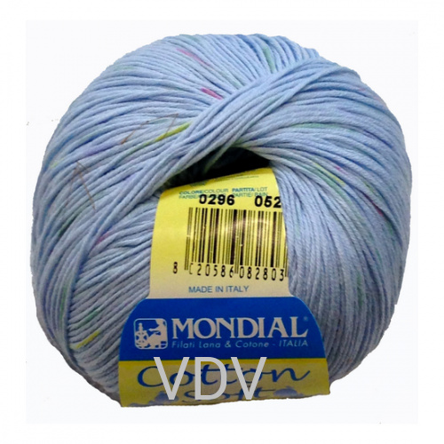 0296 Пряжа Mondial Cotton Soft (50 г/180 м) 100% бавовна, блакитний меланж