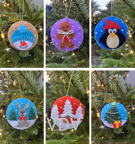 ФН-107 Подарунковий набір Ялинкові іграшки (набір з фетру складається з 6 шт)