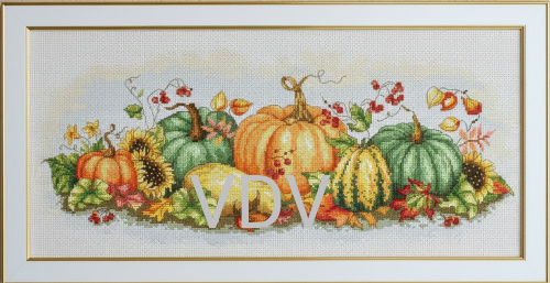 М-0299 "Осінній врожай" (набір для вишивання муліне ДМС) 38х18 см. Вишивка Гарбузи.