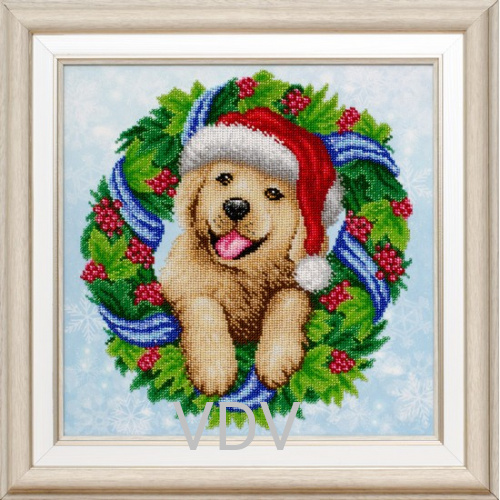 КВ Т-0928 "Веселих новорічних свят" (вишита картина бісером Preciosa (Чехія) 30х30 см