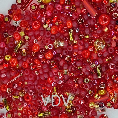 Набір для біжутерії, Мікс 3 Червона пристрасть, бісер асорті (50 г) Preciosa