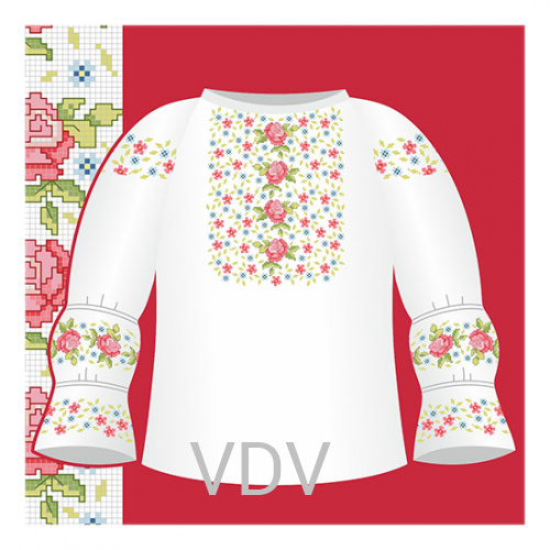 СД1-006 Схема для вишивання сорочки-вишиванки для дівчинки ВДВ (122-140 cм) паперова