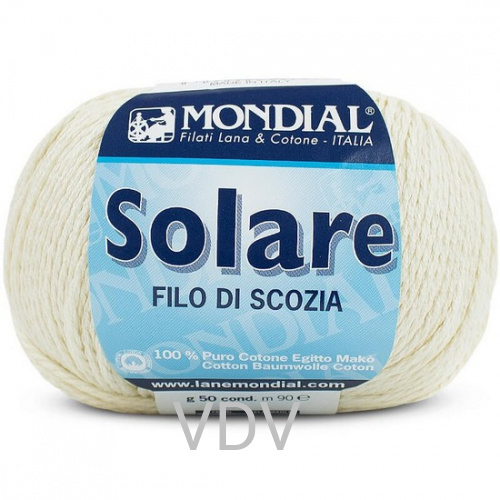 0010 Пряжа Mondial Solare (50 г/90 м) 100% бавовна, білий