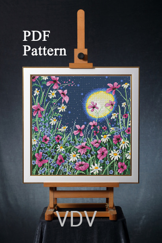 Електронна схема М-0272 "Місячна ніч" (PDF-схема для вишивання муліне ДМС) 25х25 см