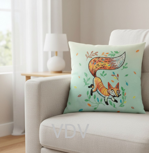 МГ-0767 Чохол для інтер'єрної подушки на блискавці 40х40 см, двосторонній принт