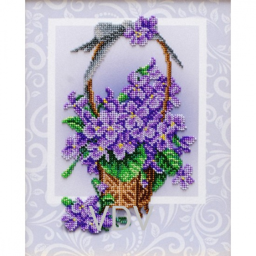 КВ Т-1343 "Букет фіалок" (вишита картина бісером Preciosa (Чехія) (бісер10) 21х27 см