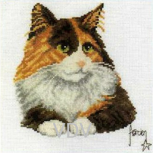 2002/70062 (набір для вишивання муліне) "Котик триколірний" 19х19 см Vervaco