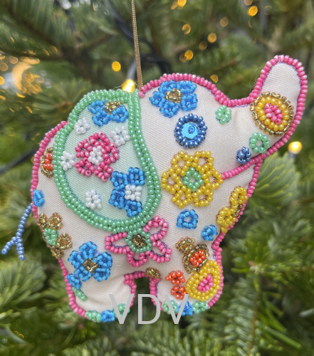 ТН-0739 Набір для вишивання бісером та паєтками, Іграшка "Слоник" 11х11 см