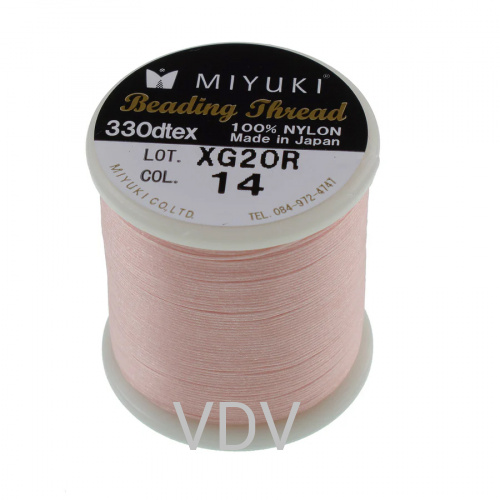 Нитка бісерна Miyuki (50 м) нейлон, рожева, 14 K4570