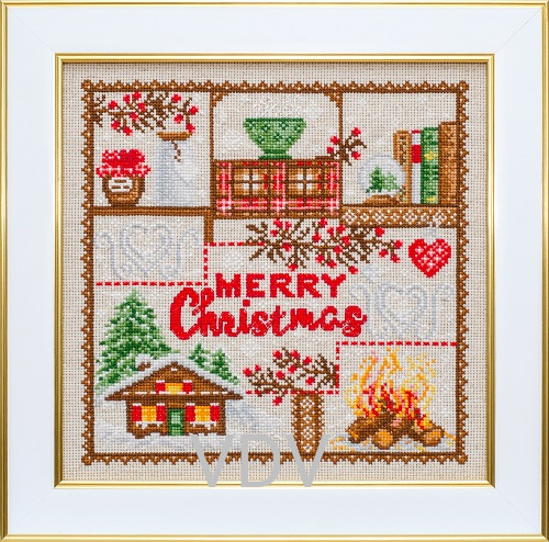 КВ М-0257 "З Різдвом!" (вишита картина муліне ДМС) 20х20 см