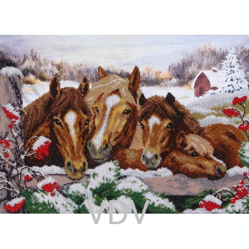 Т-0289 "Зимові коні" (схема для вишивання бісером) 44х33 см