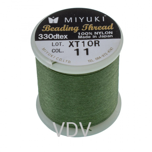 Нитка бісерна Miyuki (50 м) нейлон, зелена, 11 K4570
