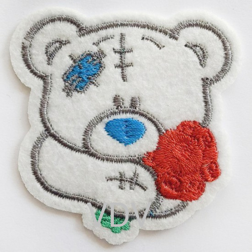 Термоаплікація клейова "Ведмідь із букетом" (уп. 5 шт) ТА-0104 