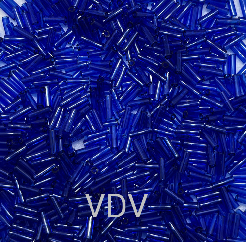 60300-12001-3''-351 Бісер Чехія (стеклярус прямий прозорий синій) 50 г