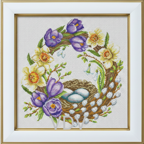 М-0305 "Весняний віночок" (набір для вишивання муліне ДМС) 30х30 см. Вишивка Квіти.