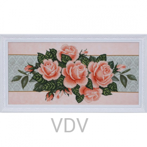 КВ Т-0451 "Троянди" (вишита картина бісером Preciosa (Чехія) 70х35 см
