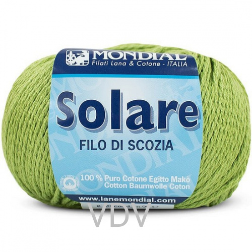 0038 Пряжа Mondial Solare (50 г/90 м) 100% бавовна, оливковий