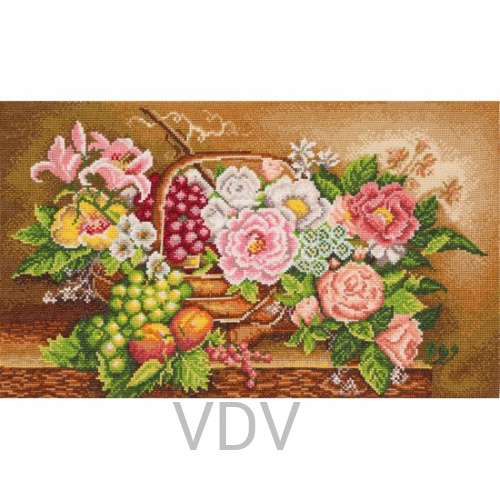М-0597 "Квіти в корзині" (набір для вишивання муліне ДМС) 40.5x23.5 см