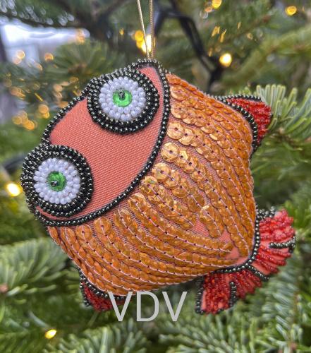 ТН-0727 Набір для вишивання бісером та паєтками, Іграшка "Рибка" 12х10 см