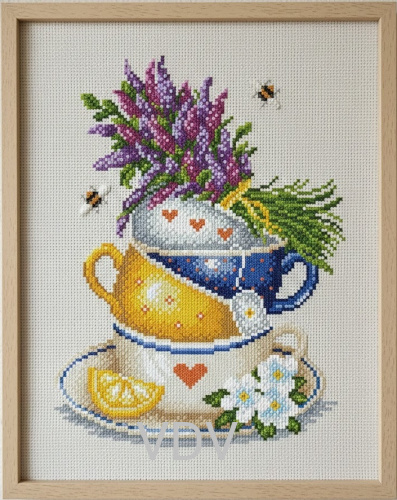 М-1230 "Трав’яний чай" (набір для вишивання муліне ДМС) 15x21 см. Вишивка Чашка з Квітами.