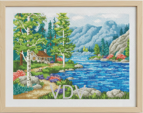 М-1143 "Лісова прогулянка" (набір для вишивання муліне ДМС) 32х25 см. Вишивка Пейзажі.